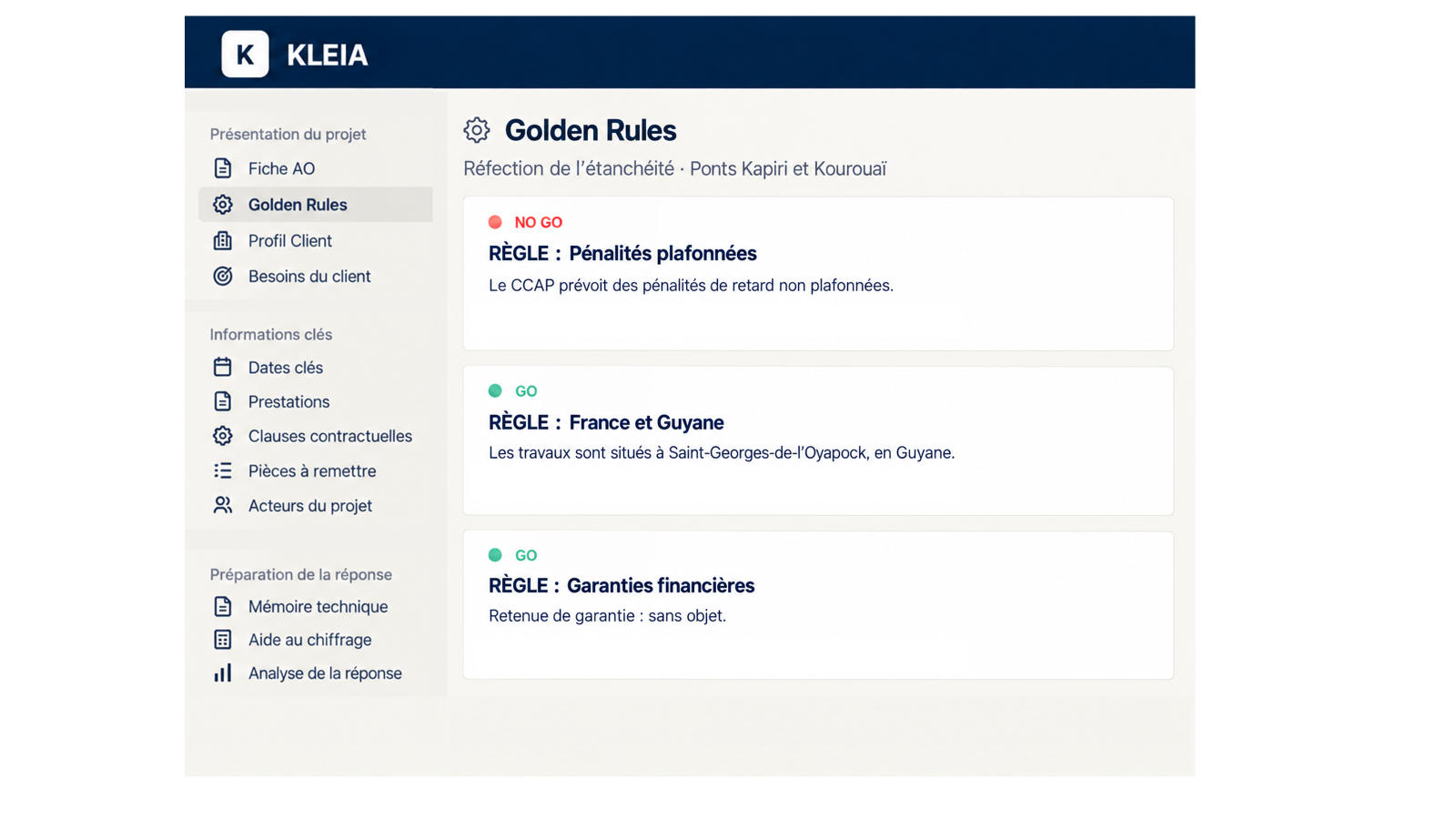 Golden Rules : clauses critiques et critères Go / No-Go